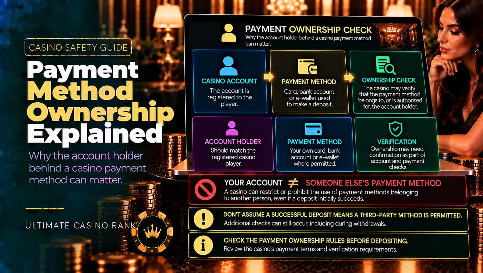 Casino payment method ownership account holder and verification checks explained