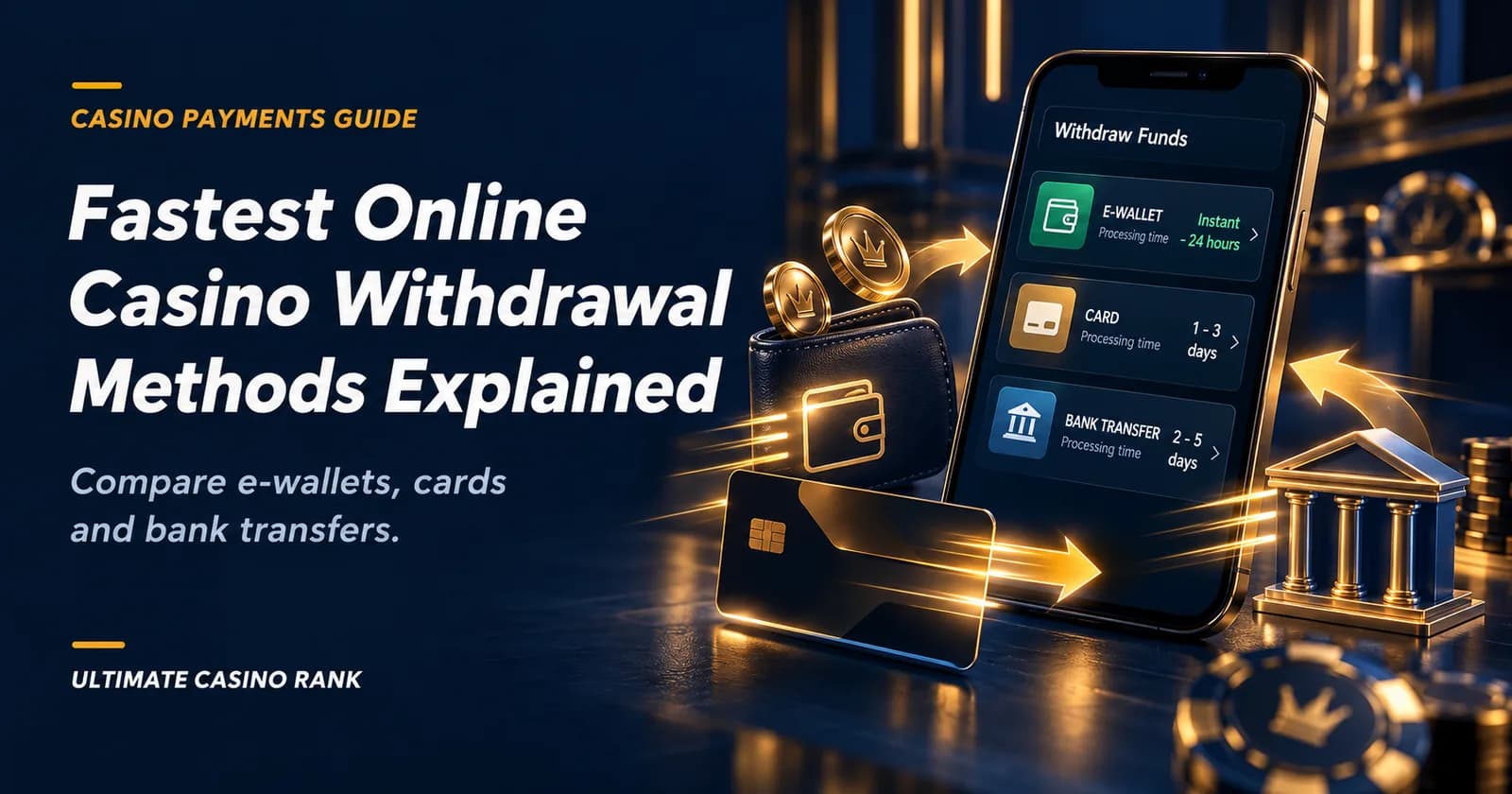 Fast online casino withdrawal methods including e-wallets cards and bank transfers