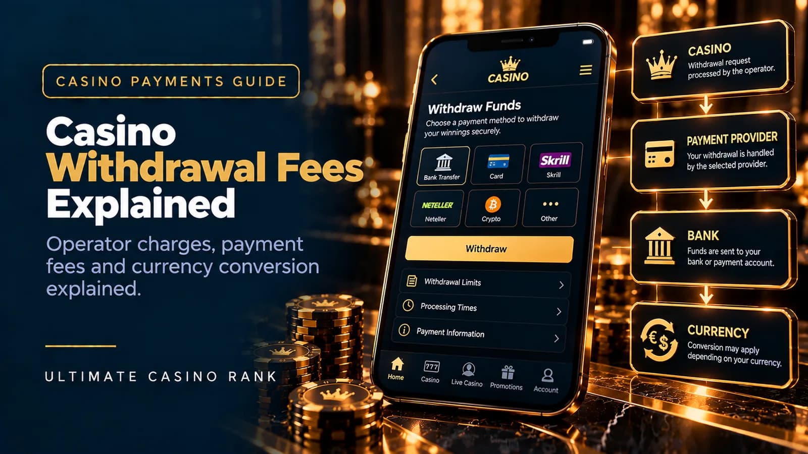 Online casino withdrawal fees and payment charges explained