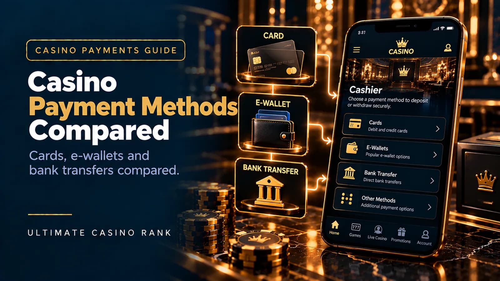 Casino payment methods including cards e-wallets and bank transfers compared