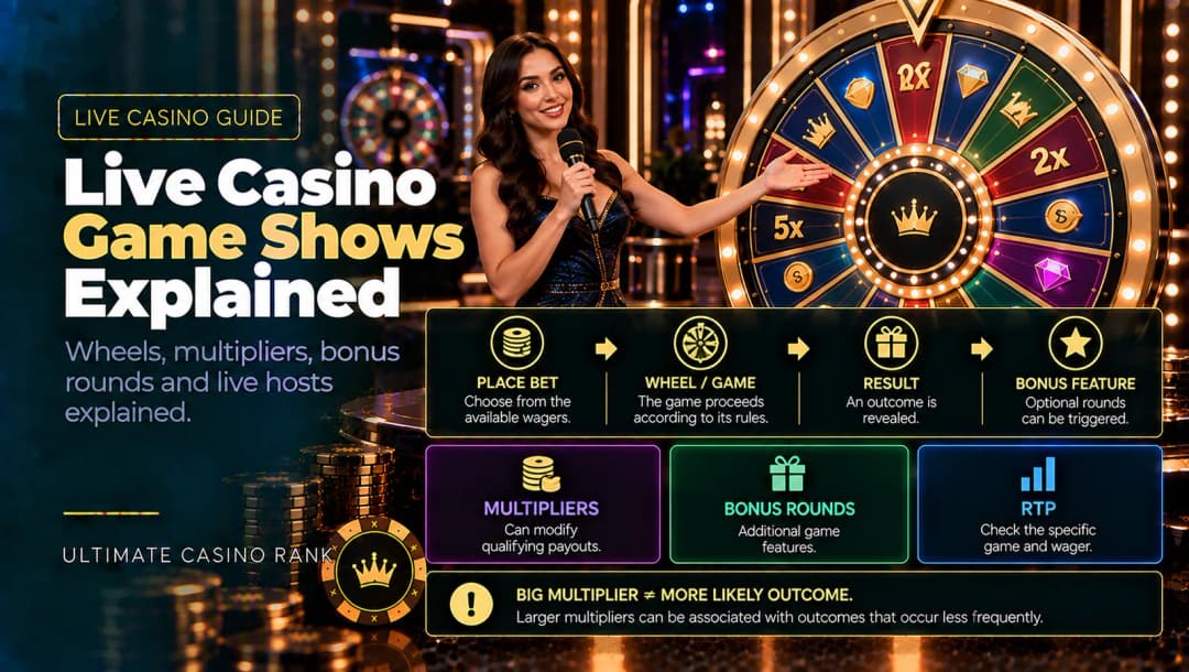 Live casino game show wheel multipliers and betting interface explained