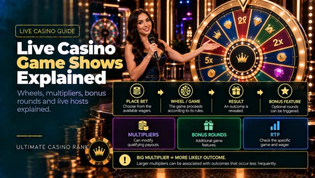 Live casino game show wheel multipliers and betting interface explained