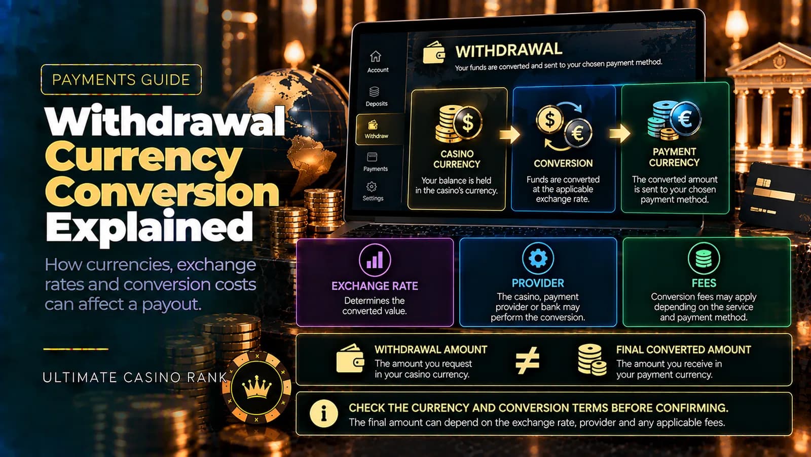 Casino withdrawal currency conversion exchange rates and payout currencies explained