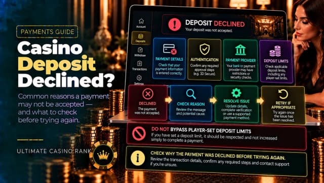 Declined online casino deposit and common payment problems explained