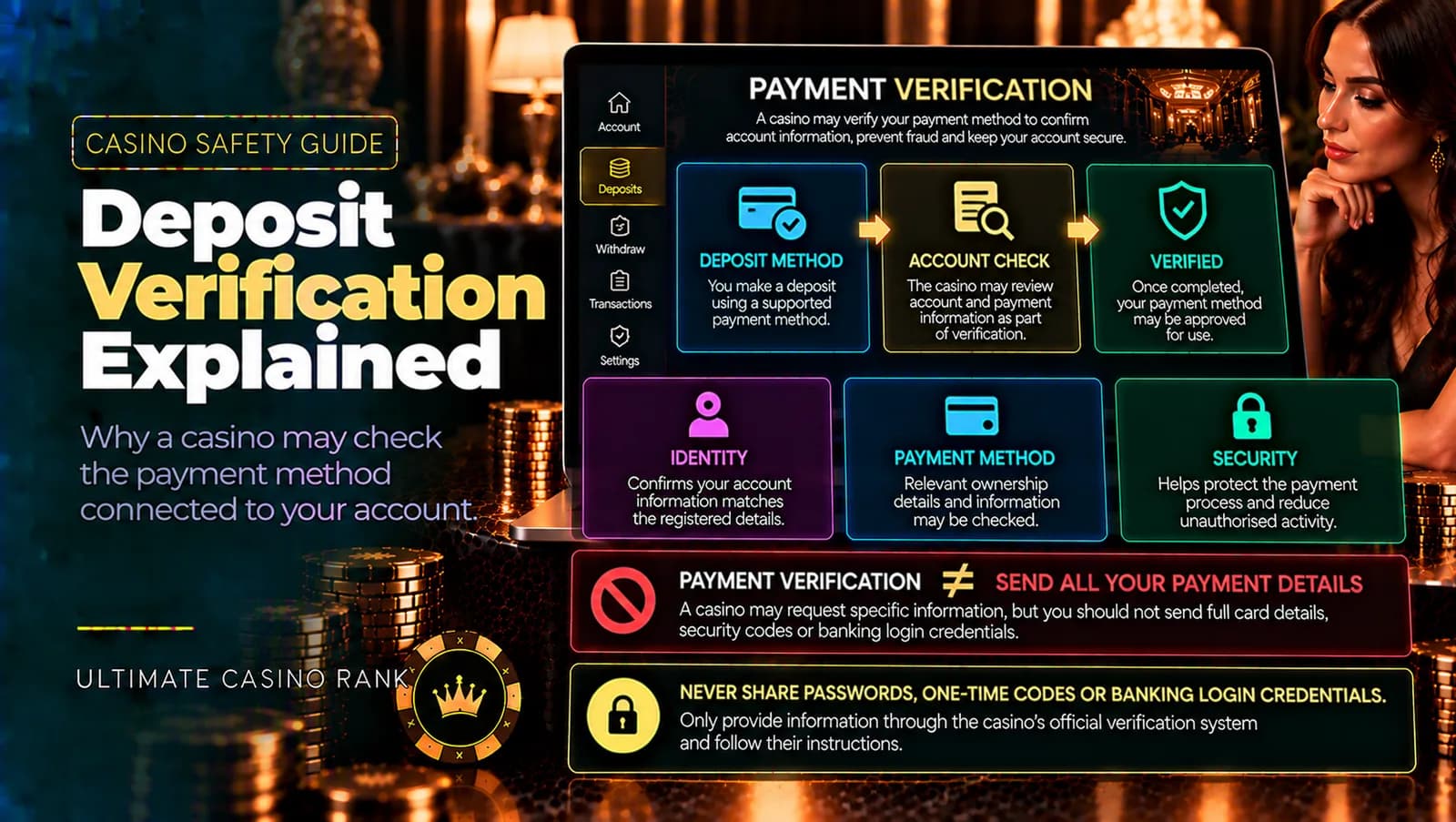Online casino deposit payment method verification and account checks explained